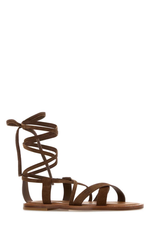 Коричневые замшевые сандалии MIU MIU (5X708EF005054)