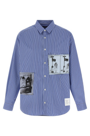 Patch striped shirt Blue