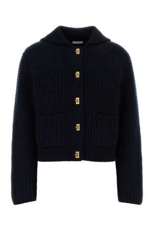 Navy blue wool blend cardigan SALVATORE FERRAGAMO (13I549796045)