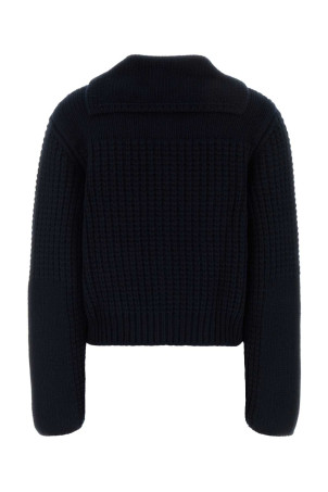 Navy blue wool blend cardigan SALVATORE FERRAGAMO (13I549796045)