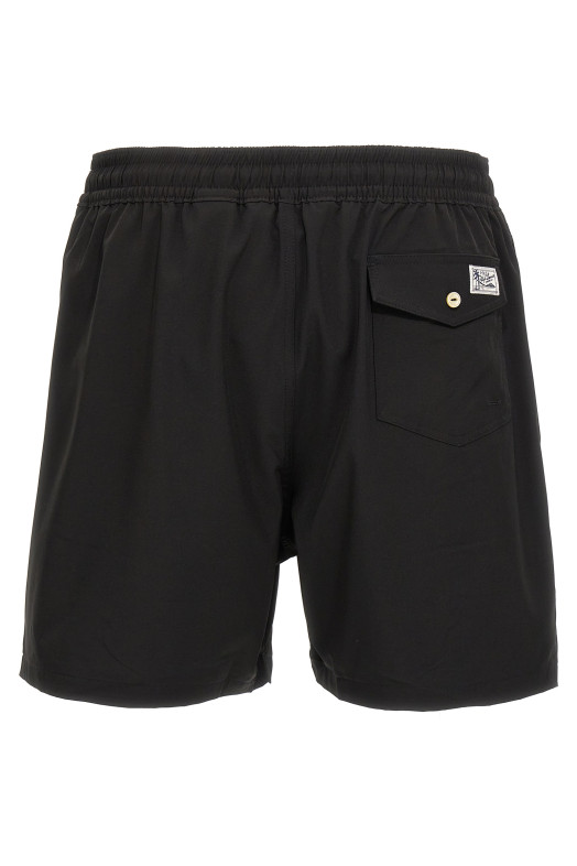 Logo embroidery swim shorts Black