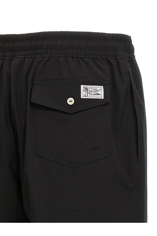Logo embroidery swim shorts Black