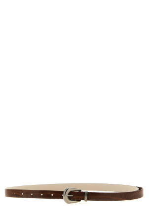 Carved leather belt Brown