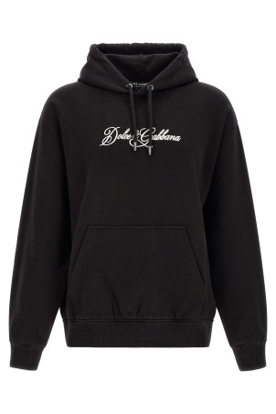 Logo embroidery hoodie Black