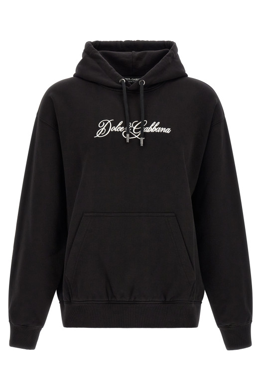 Logo embroidery hoodie Black