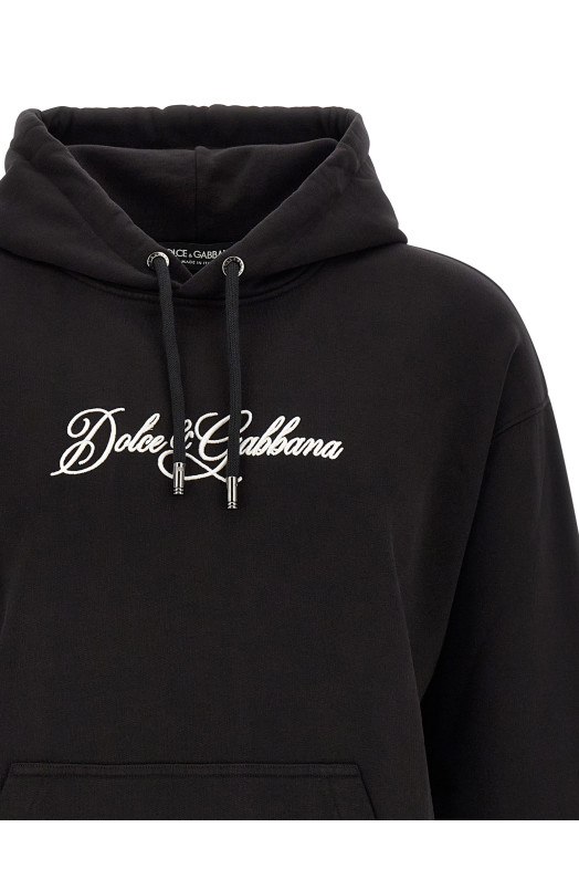 Logo embroidery hoodie Black