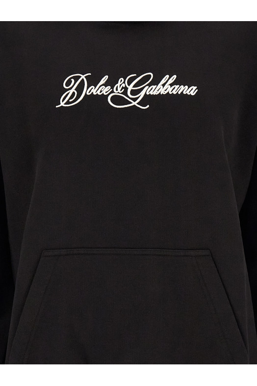 Logo embroidery hoodie Black