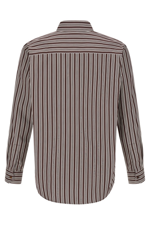 Рубашка в полоску, коричневая SAINT LAURENT 867719Y2O102071