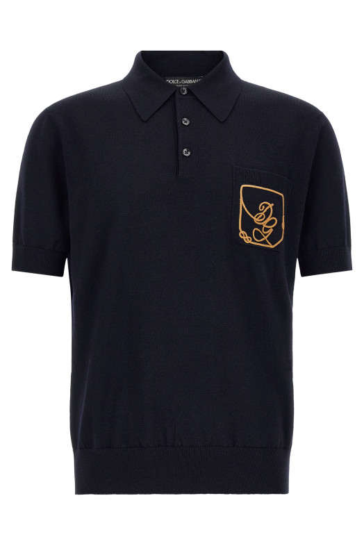 Поло с вышитым логотипом, синее DOLCE & GABBANA GXZ16ZJDVIQB0665
