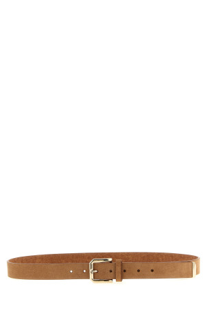 Inverted leather belt Brown
