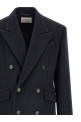 Двубортное пальто синего цвета SAINT LAURENT 867515Y1O104140