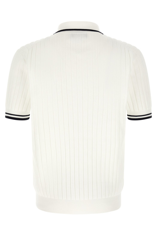 Поло с плоской ребристой отделкой, чёрно-серого цвета DOLCE & GABBANA GXZCMZJBCK8W1002