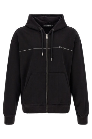 Logo embroidery hoodie Black