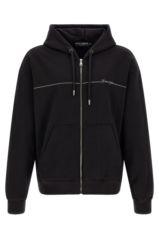 Logo embroidery hoodie Black