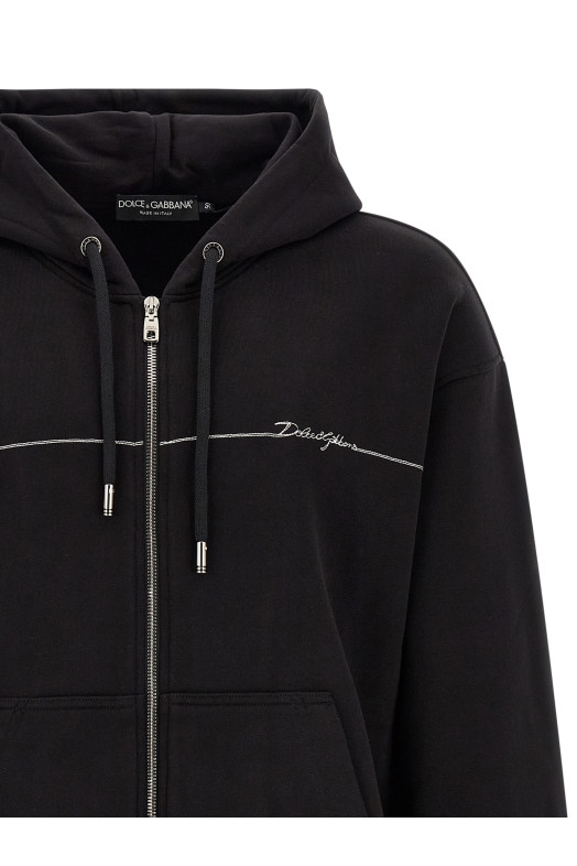 Logo embroidery hoodie Black