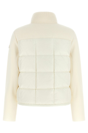 Two-material padded cardigan White