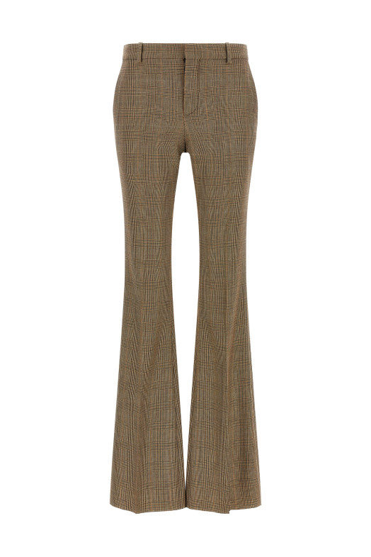 Брюки «гусиная лапка» Prince of Wales, коричневые SAINT LAURENT A000KTY3L612242