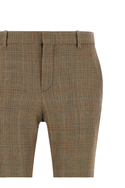 Брюки «гусиная лапка» Prince of Wales, коричневые SAINT LAURENT A000KTY3L612242