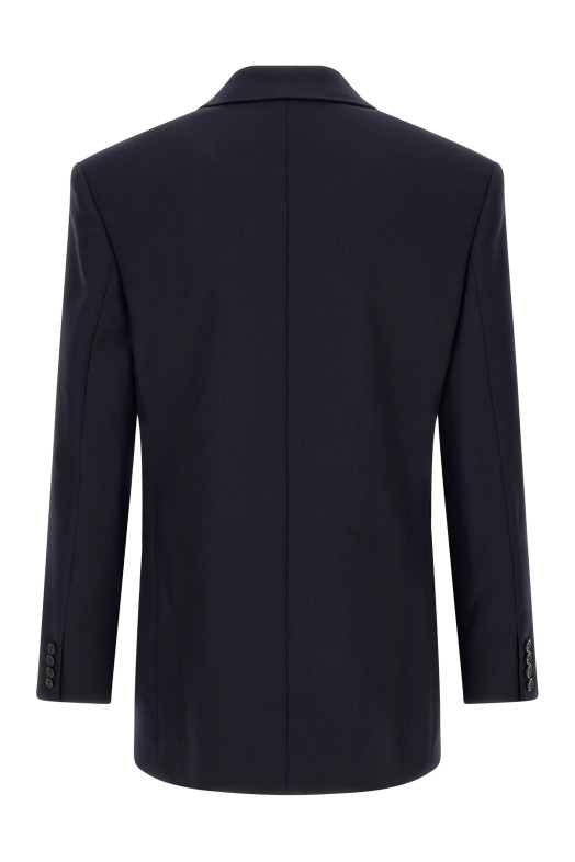 Блейзер из валяной шерстяной габардины, синий SAINT LAURENT A000SWY1O144140