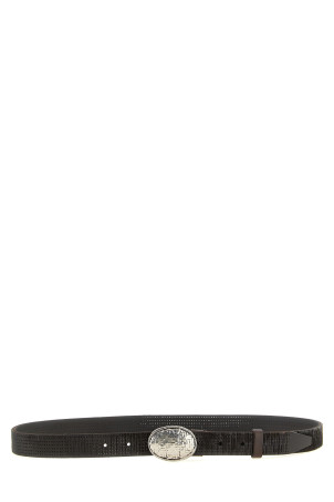 'Texture' leather belt Brown
