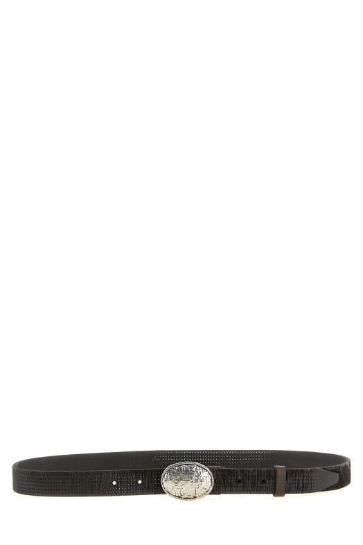 'Texture' leather belt Brown