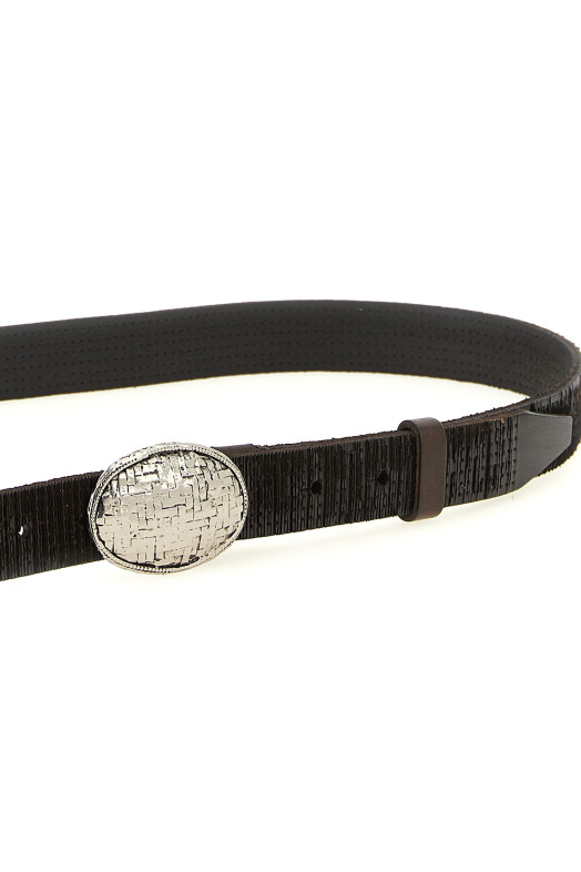 'Texture' leather belt Brown