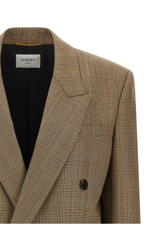 Блейзер «гусиная лапка» Prince of Wales, коричневый SAINT LAURENT 871065Y3L612242