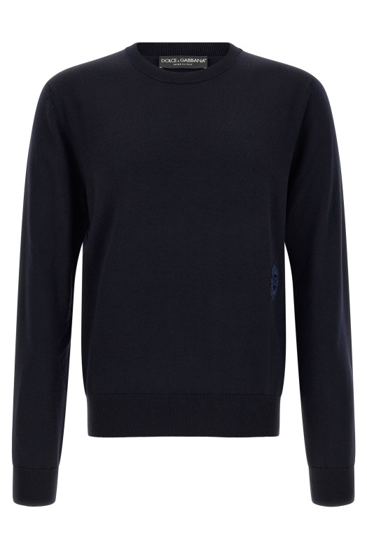 Свитер с геральдическим гербом, синий DOLCE & GABBANA GXX24ZJGMLSB0665