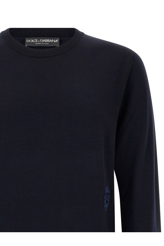 Свитер с геральдическим гербом, синий DOLCE & GABBANA GXX24ZJGMLSB0665