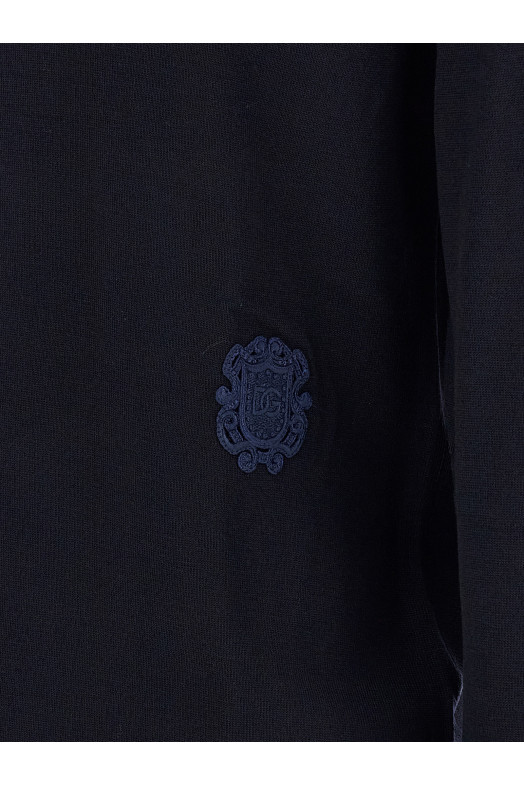 Свитер с геральдическим гербом, синий DOLCE & GABBANA GXX24ZJGMLSB0665