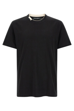 Double-layer collar t-shirt Black