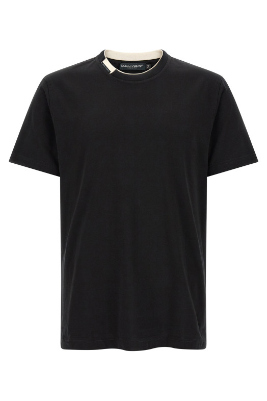 Double-layer collar t-shirt Black