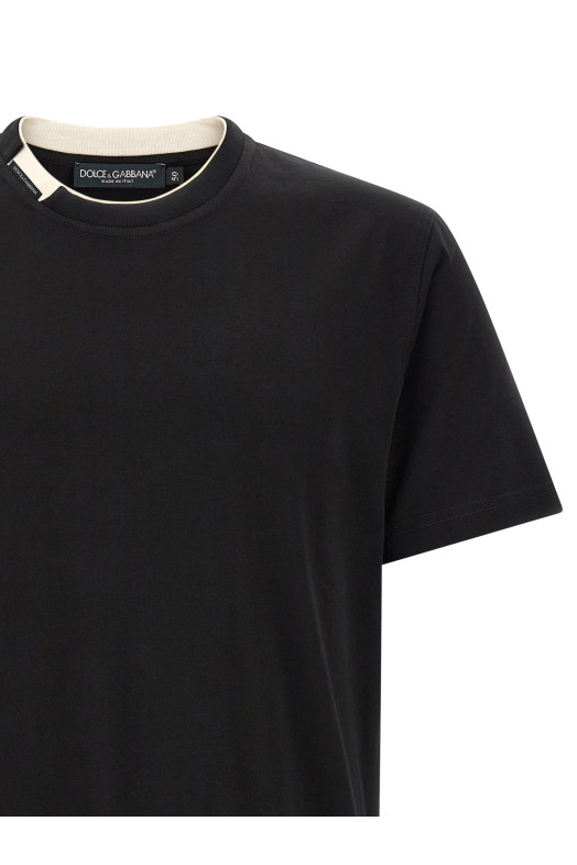 Double-layer collar t-shirt Black