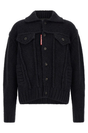 Logo patch cardigan Blue