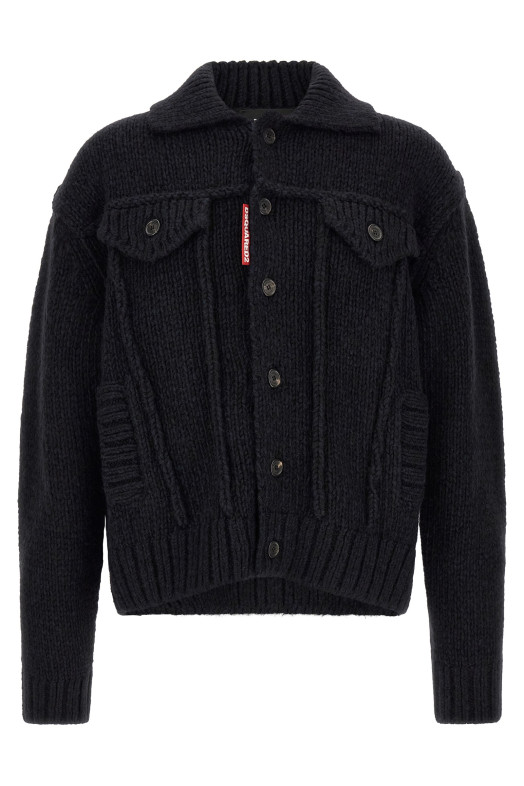 Логотип на кардигане синего цвета DSQUARED2 S74HA1638D13240477