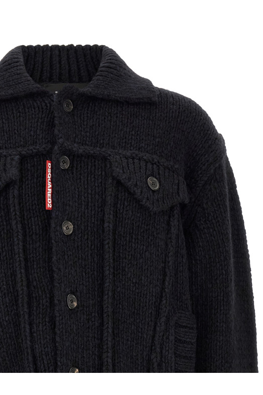 Логотип на кардигане синего цвета DSQUARED2 S74HA1638D13240477