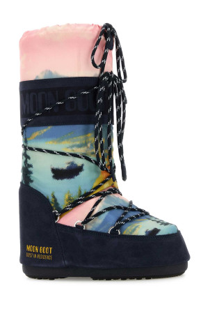 Printed canvas and suede Moon Boot x Guest In Residence Icon boots MOON BOOT (1403090)