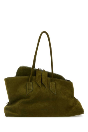 Olive green suede medium La Passeggiata shoulder bag THE ATTICO (250WAH00054LBT007AA)