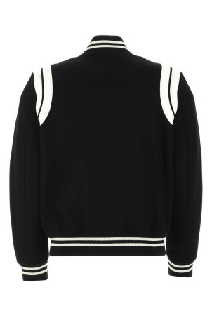 Black wool blend bomber jacket SAINT LAURENT (354718Y180W)