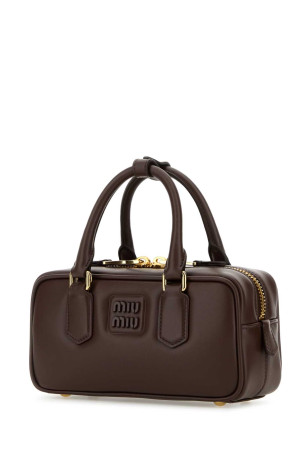 Brown leather Arcadie handbag MIU MIU (5BB142VOONACR3)