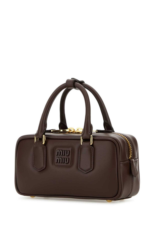 Brown leather Arcadie handbag MIU MIU (5BB142VOONACR3)