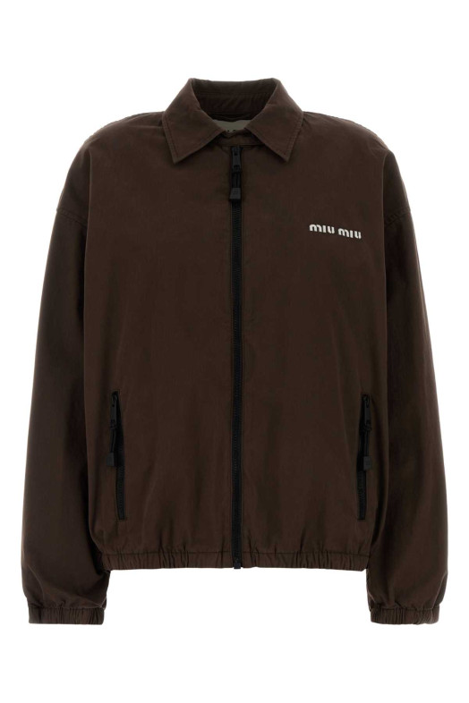 Brown gabardine jacket MIU MIU (ML1574SOOO19LW)