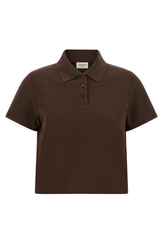 'Cassandre' crop polo shirt Brown