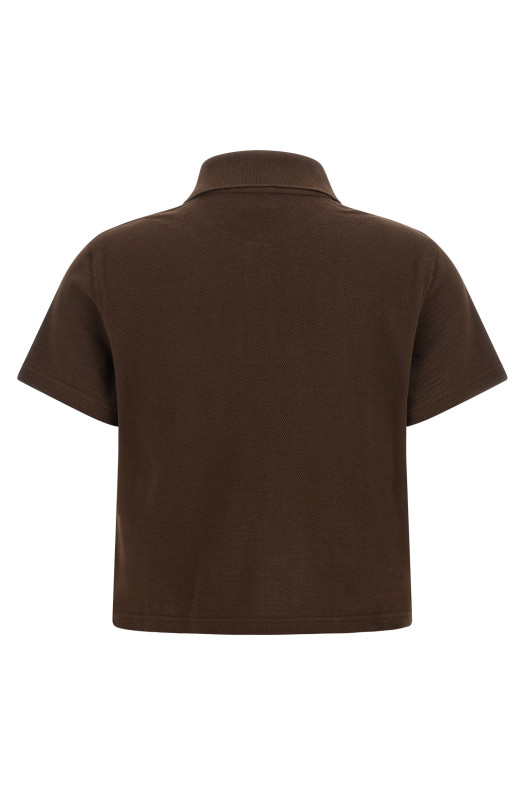 'Cassandre' crop polo shirt Brown