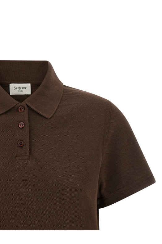 'Cassandre' crop polo shirt Brown