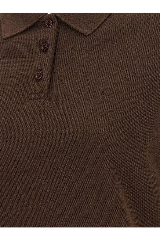'Cassandre' crop polo shirt Brown