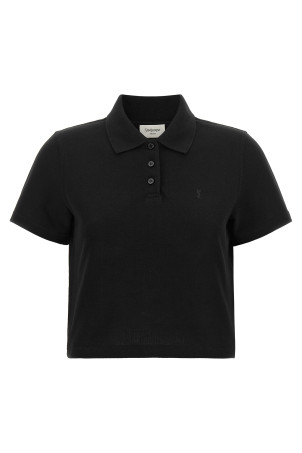'Cassandre' crop polo shirt Black