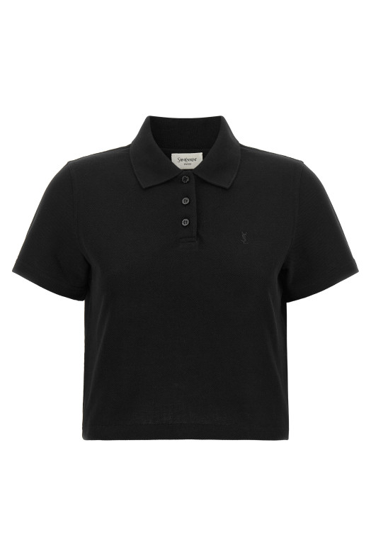 'Cassandre' crop polo shirt Black