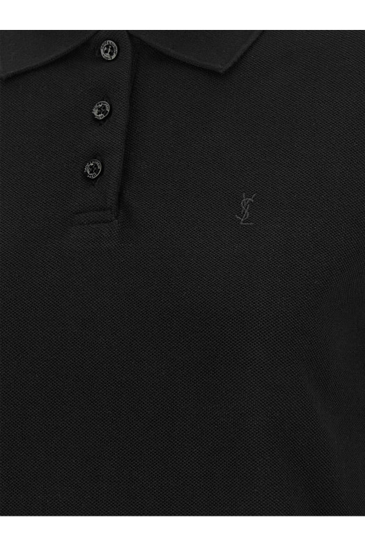 'Cassandre' crop polo shirt Black