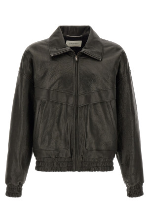 Bubble leather jacket Black